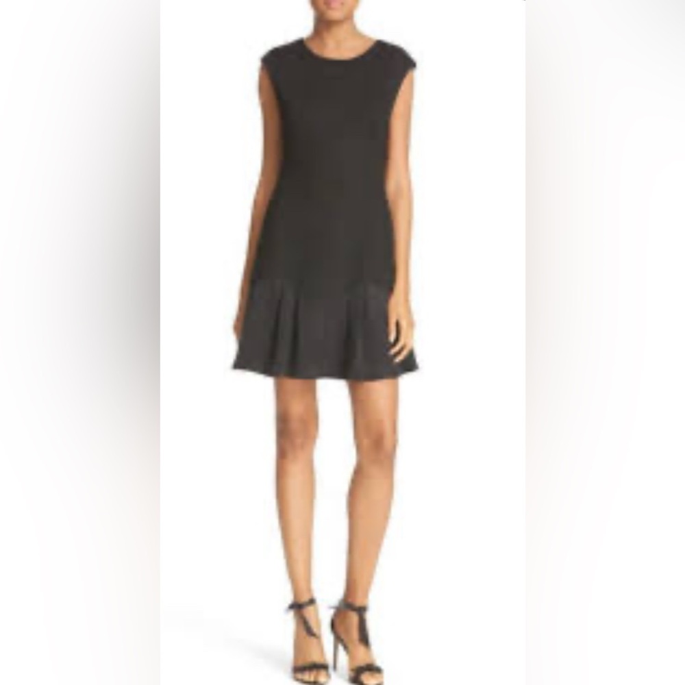 Rebecca Taylor Terri black sleeveless dress with satin flounce hem size 2